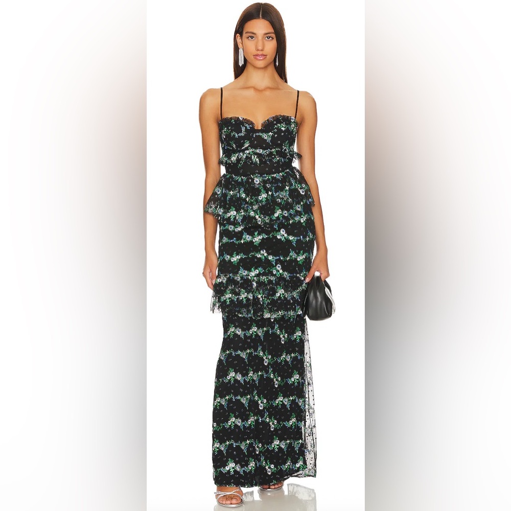 MAJORELLE Katarina Gown in Black Dot